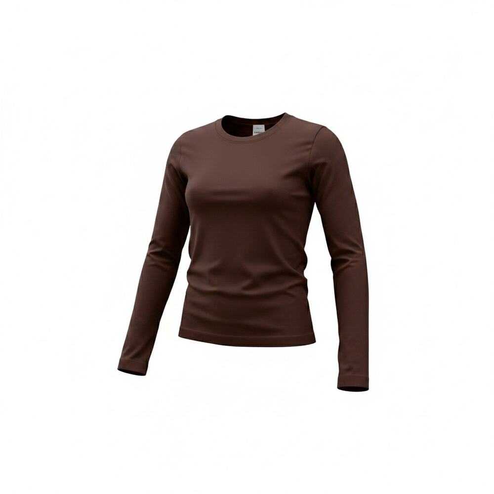 Sunday Best Aritzia Sinch Seamless Dark Burgundy Brown Crewneck Top Size Small